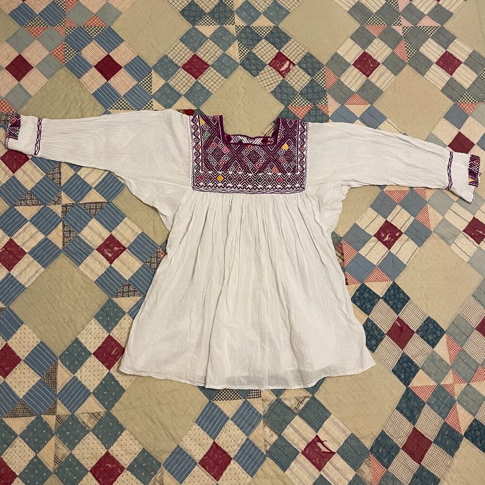 Vintage 1970s Mexican Embroidered Boho Folkloric … - image 1